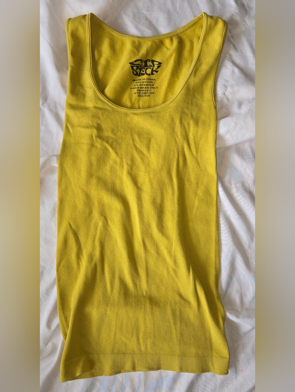 Y2k Lip Stick Bright Yellow Ribbed Scoop Neck Tank One Size Fits All NWOT